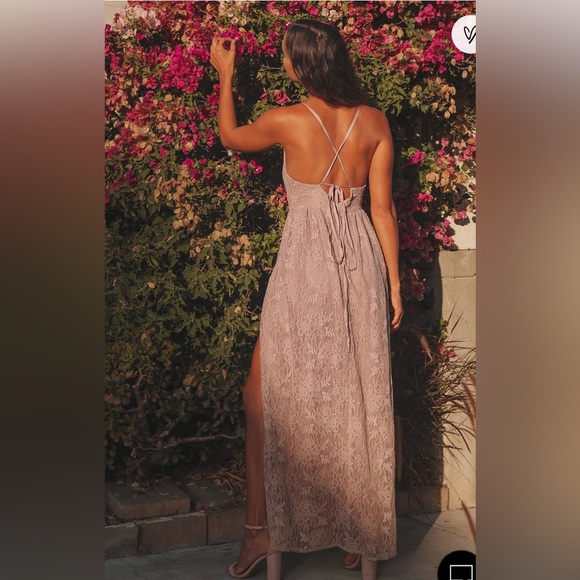 Lulus Stolen Moments Dusty Pink Lace-Up Lace Maxi Dress - Picture 3 of 6
